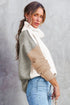 Drop-Shoulder Colorblock Turtleneck Knit Sweater Side-Slit Hem